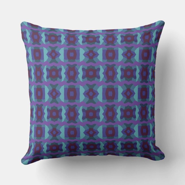 Coussin Patchwork en bloc de couleur psychédélique Turquoi (Verso)