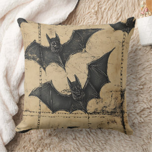 Coussin Patchwork en denim crème avec chauves-souris