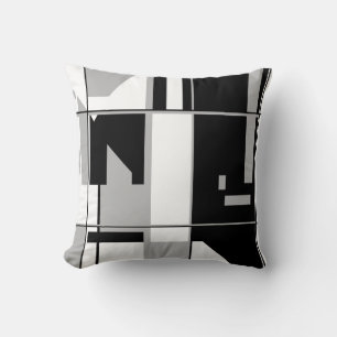 Coussin Patchwork en gris blanc noir géométrique Abstrait