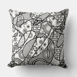 Coussin Patchwork motif noir et blanc 01