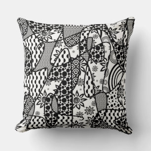 Coussin Patchwork motif noir et blanc 03