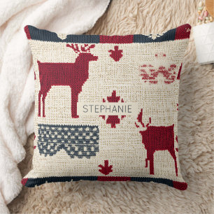 Coussin Patchwork nordique de Noël   Rennes (2)