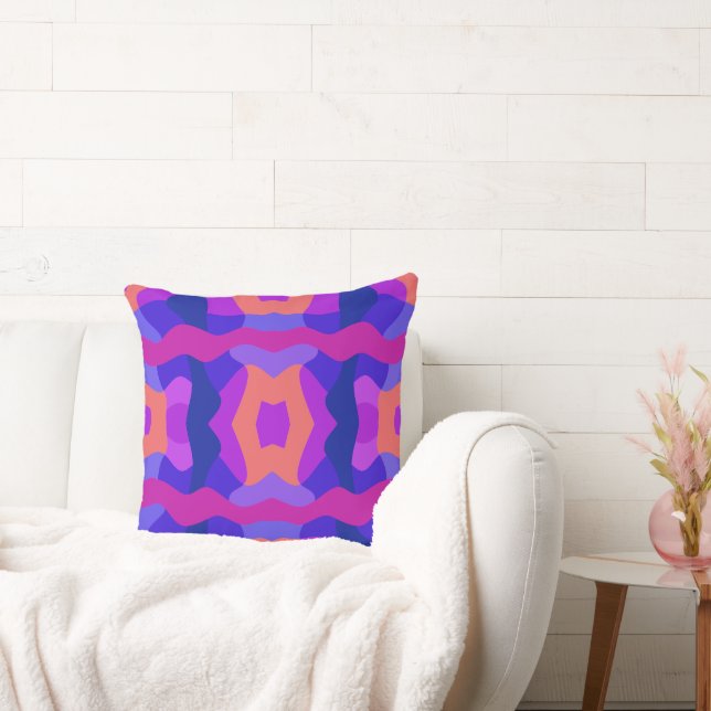 Coussin Patchwork psychédélique violet rose orange (Canapé)