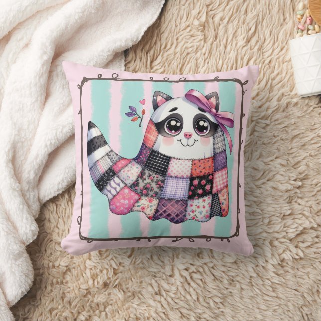 Coussin Patchwork Quilt Raccoon - Accent Automatique Rusti (Couverture)