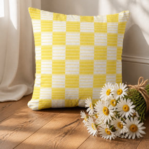 Coussin Patchwork rayé jaune et blanc