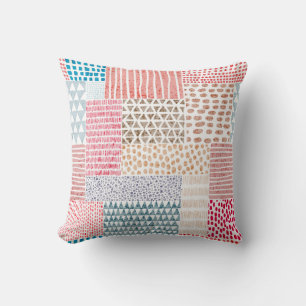 Coussin Patchwork Style mignon Motif Doodé