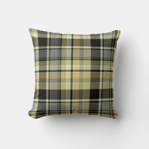 Coussin Pâte de tartan jaune-brun.