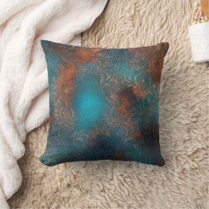 Coussin Patina de cuivre dépoli Damas