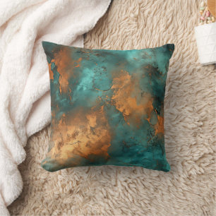 Coussin Patina de cuivre métallique rustique