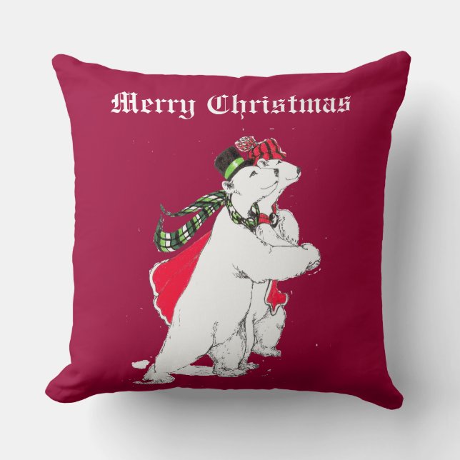 Coussin Patinage festif mignon Ours polaires de Noël (Recto)