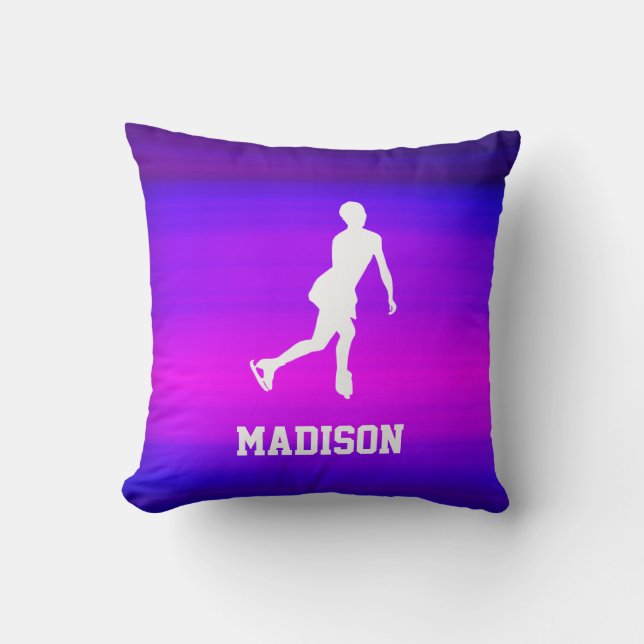 Coussin Patinage sur glace ; Violet bleu vif et Magenta (Recto)