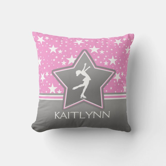 Coussin Patineur artistique parmi le rose d'étoiles avec (Recto)