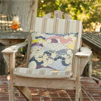 Coussin Patio blanc jaune floral rouge cerise