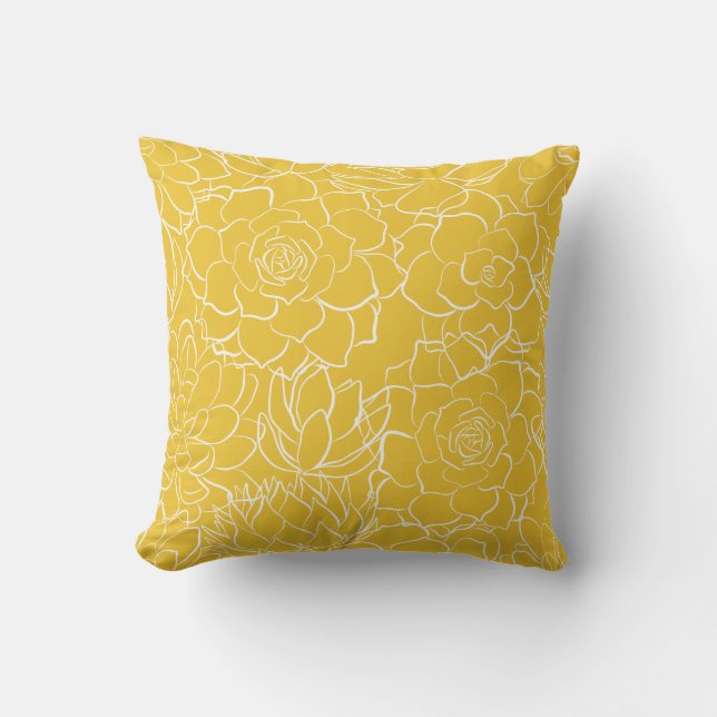 Coussin Patio floral jaune et blanc (Recto)