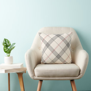 Coussin PATRIMOINE Motif Tartan Neutre