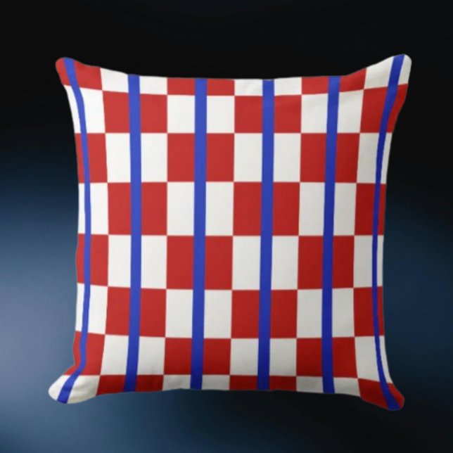 Coussin Patriotic Checker Stripe Throw Pillow (Créateur téléchargé)
