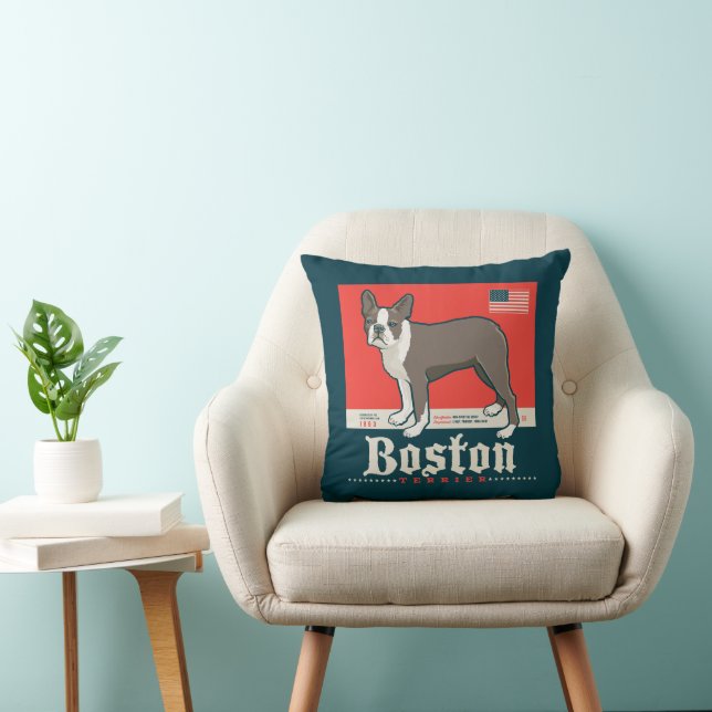 Coussin Patriotique | Boston Terrier (Chaise)