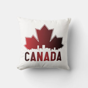 Coussin Patriotique de feuille d'érable rayée du Canada