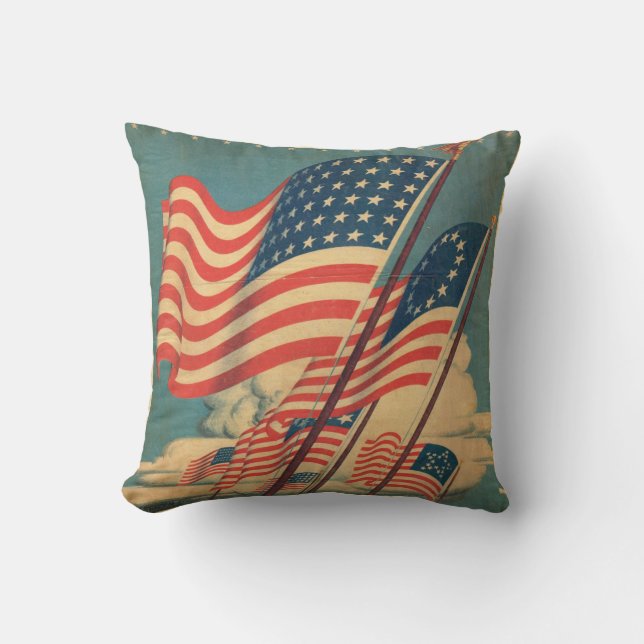 Coussin patriotique vintage de drapeau (Recto)