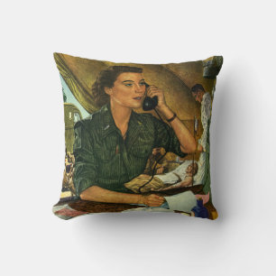 Coussin Patriotique Vintage, Infirmière médicale au téléph