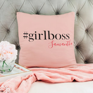 Coussin Patron et nom de fille rose moderne best Girly G