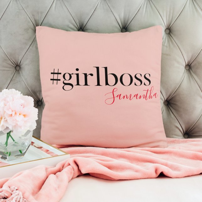Coussin Patron et nom de fille rose moderne | best Girly G (Créateur téléchargé)