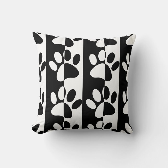 Coussin Patrouilles Et Rayures De Chien Noir Et Blanc (Recto)