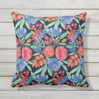 Pattern Artsy Coral Blue Floral Watercolor