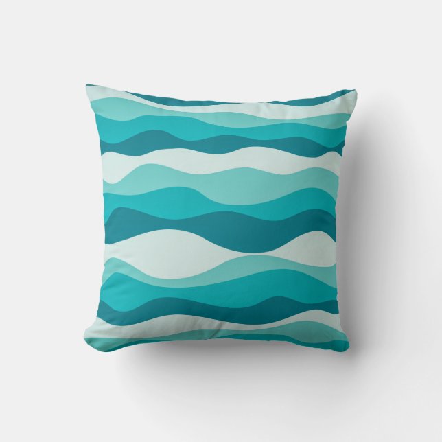 Coussin Pattern Blue Ocean Waves | (Recto)