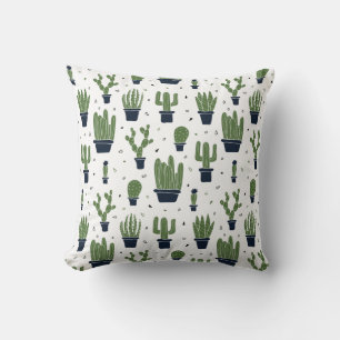 Coussin Pattern Rustic Green Cactus
