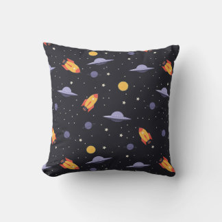 Coussin Pattern space lavender orange black