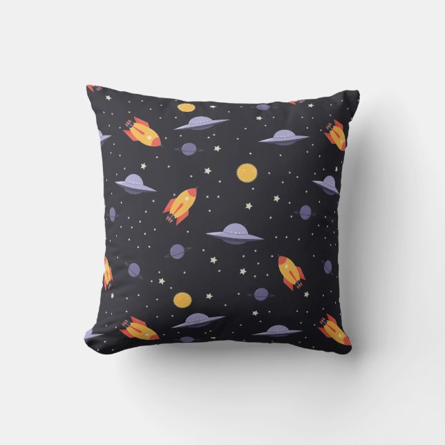 Coussin Pattern space lavender orange black (Recto)