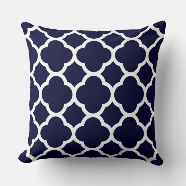 Coussin Patters bleus et blancs qutrefoil (Recto)