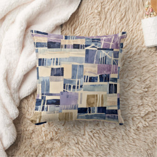 Coussin Pattes modernes de blues et de crème