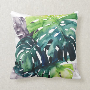 Coussin Paumes crépusculaires - feuille fendue