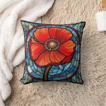 Pavot rouge en verre tendu