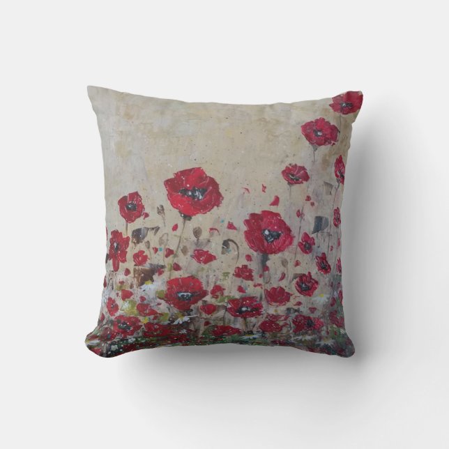 Coussin Pavots extérieurs de rouge de carreau (Recto)