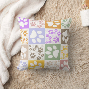 Coussin Paw pour animal de compagnie Retro À damiers Motif