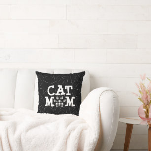 Coussin Pawprint maman chat avec poils de chat
