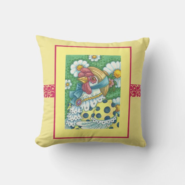 COUSSIN PAYS ALORS, POLKA DOT POULET JETER PILLOW JAUNE (Recto)
