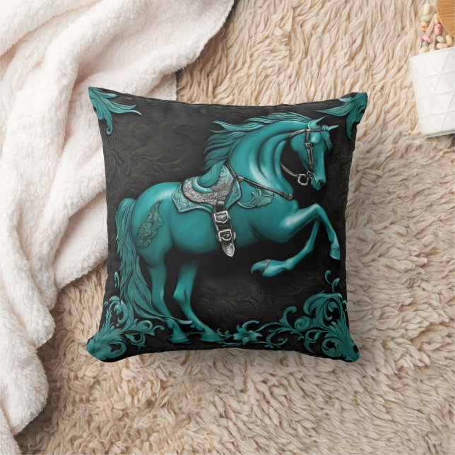 Coussin Pays de l'Ouest équin équestre Turquoise Horse (Couverture)