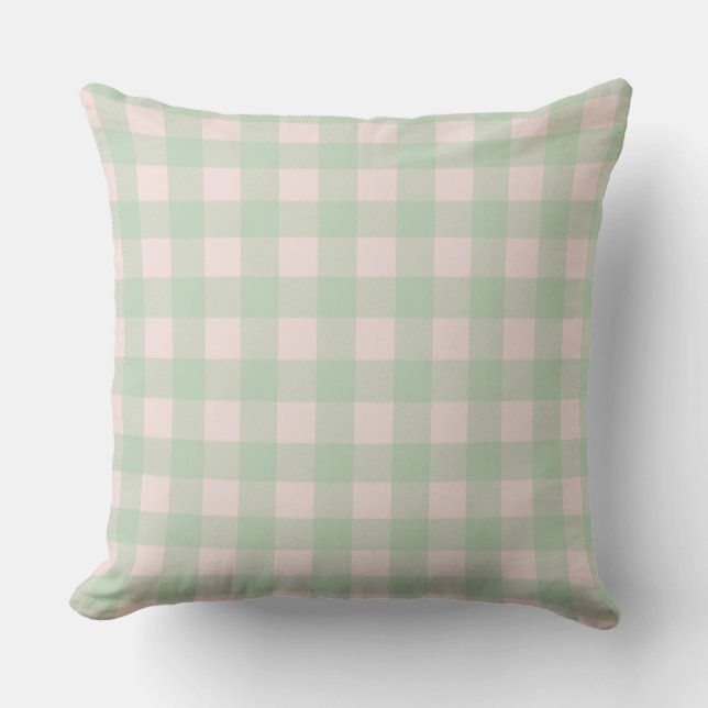 Coussin Pays mis en oeuvre | Mint Green Buffalo Plaid (Recto)
