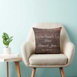 Coussin Pays Moderne Bois Rustique Heureux Jamais Après