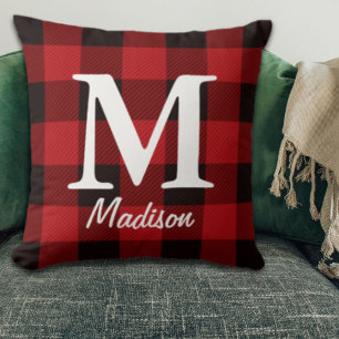 Coussin Pays Noël Bison rouge Plaid bûcheron