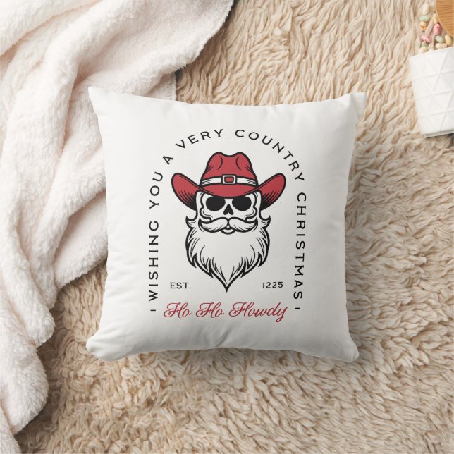 Coussin Pays Noël Howdy Père Noël voeux de cowboy (Couverture)
