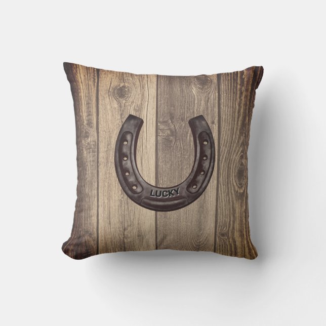 Coussin Pays Western Personnalisé Lucky Horseshoe (Recto)