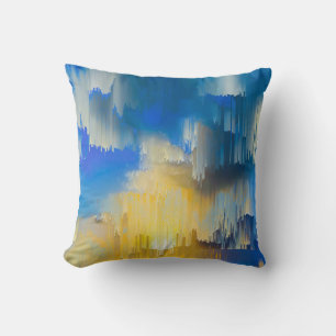 Coussin Paysage Abstrait de Coucher de Soleil Glitch