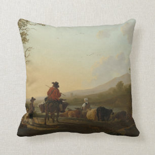 Coussin Paysage avec des bétail conducteur et berger