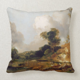 Coussin Paysage avec le courant et le déversoir (huile su