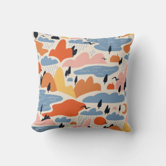 Coussin Paysage coloré, montagnes, lacs, sans soudure.